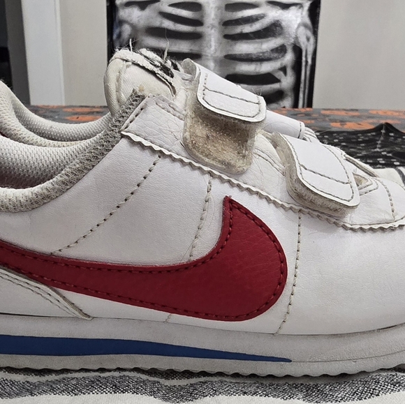 Size 12c - Nike Classic Cortez Leather White Red - Picture 9 of 12